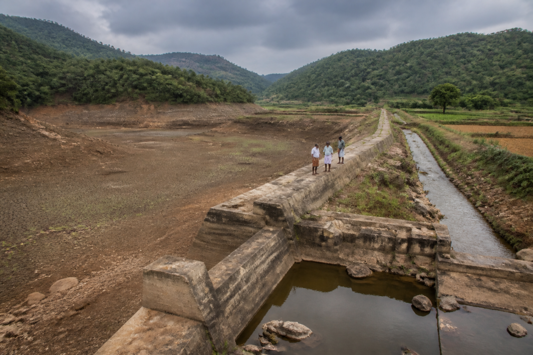 Wayanad rainfall deficit affecting a dry hillside landscape and local water infrastructure in Kerala