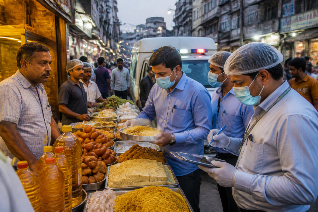 FSSAI food safety drive at a busy Indian festive food market