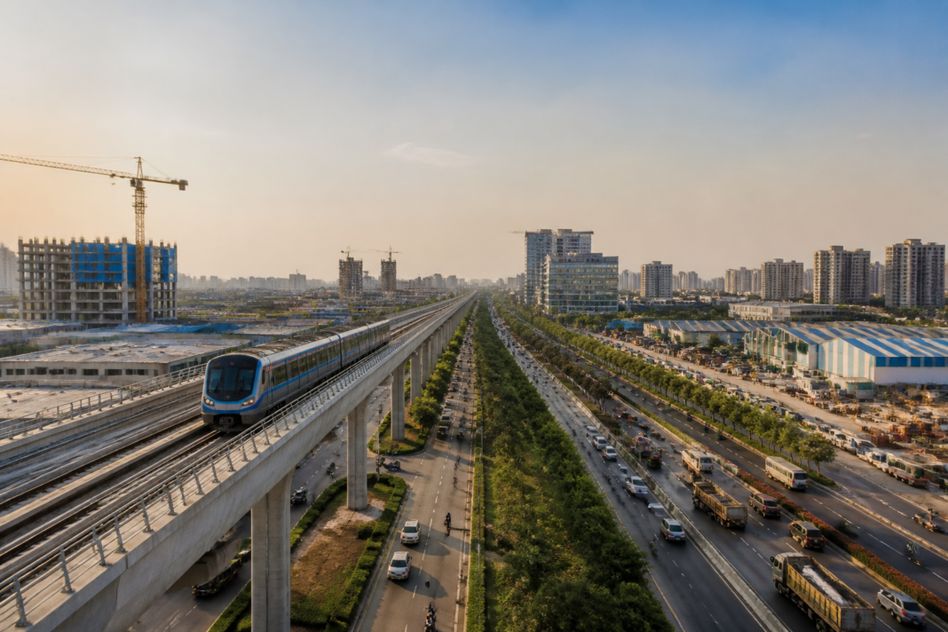 Proposed Noida metro corridors and industrial expansion across the city