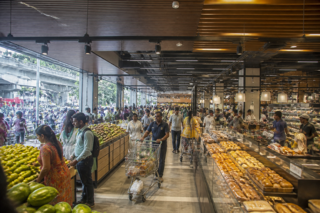 LuLu Hypermarket Chennai crowd inside the Shenoy Nagar Metro Station retail complex