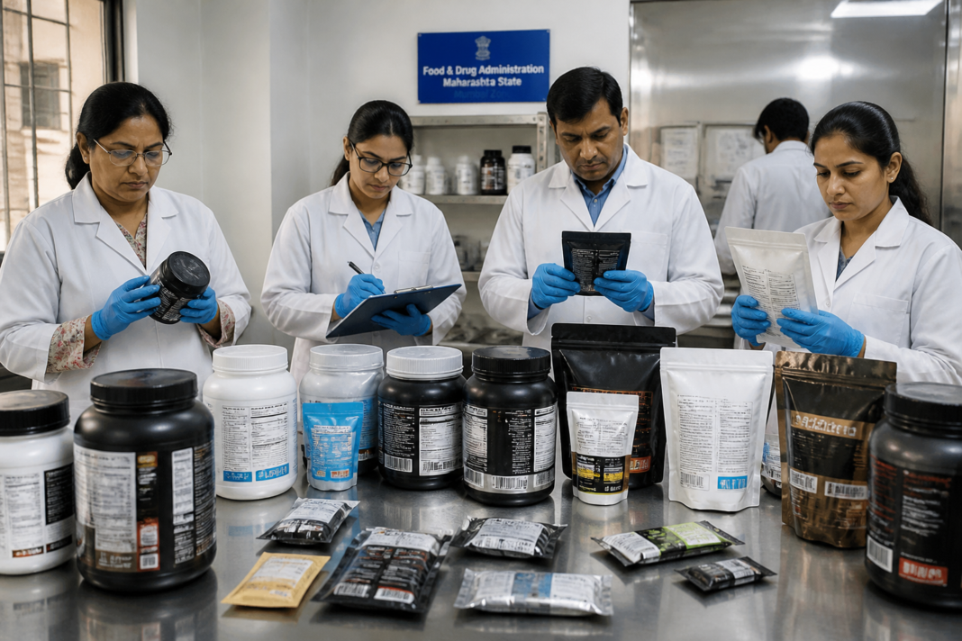 Protein powder containers under FDA investigation for labelling and food-safety compliance in Maharashtra