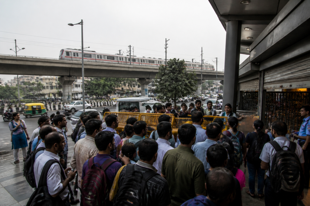 Delhi Metro station access restrictions during a protest-related security operation