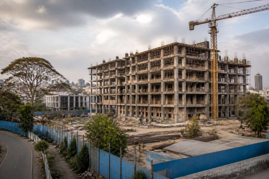 ESIC medical college Pune site at the Bibvewadi hospital complex under development