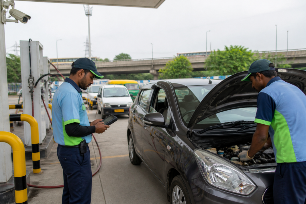 AI-enabled CNG cylinder safety checks at a Delhi gas station