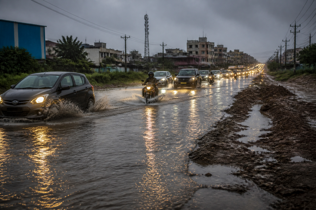Anekal highway flooding covers National Highway 44 near Kithaganahalli Gate after heavy rain