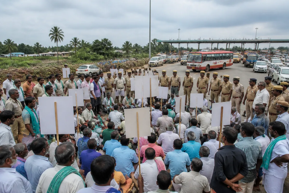 Sugarcane Price Protest Blocks Bengaluru–Mysuru Highway