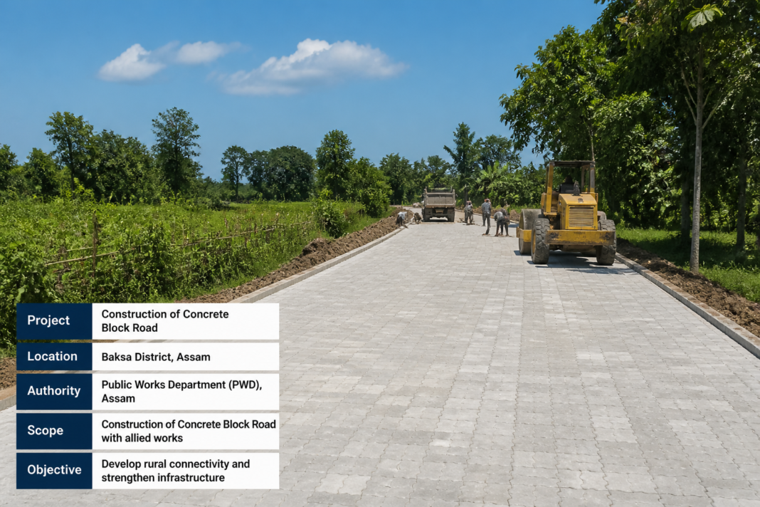 Constructed CC Block road in rural Baksa district of Assam near river and school under government tender