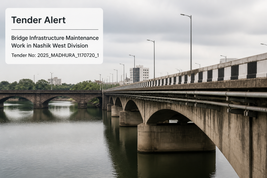 Urban road bridges in Nashik West Division under maintenance, representing government civil infrastructure work.