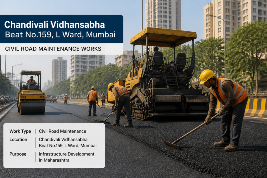 Civil road maintenance work in Chandivali Vidhansabha beat no.159, Mumbai, Maharashtra