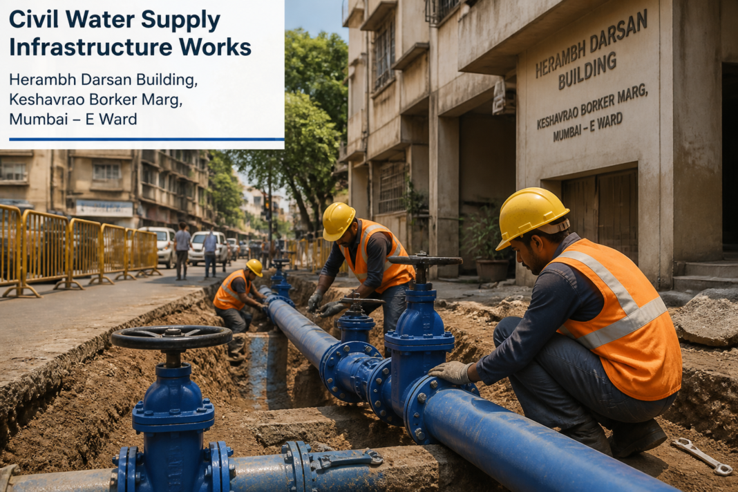 Civil water supply connection works at Herambh Darsan Building in Mumbai's E Ward