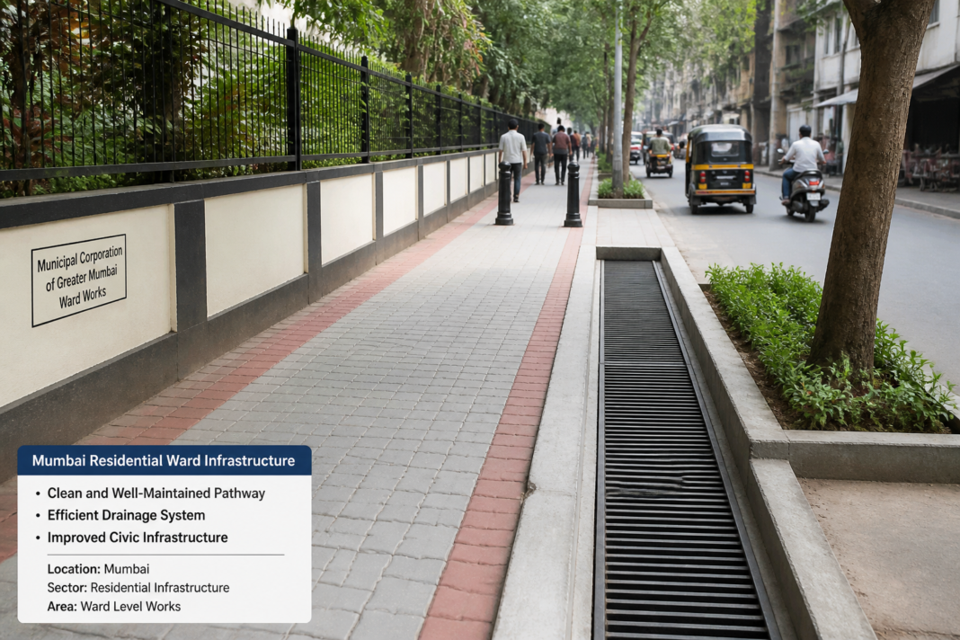 Drainage and pathway infrastructure in Mumbai residential area under improvement tender