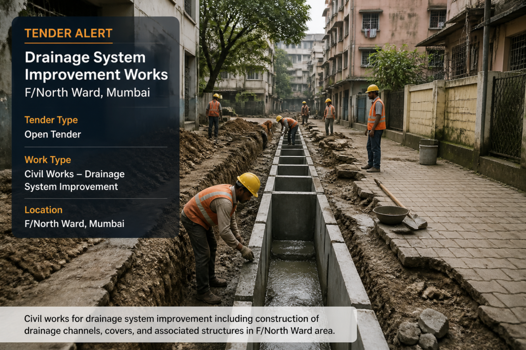 Drainage system improvement civil works in Mumbai F/North Ward under Maharashtra government tender