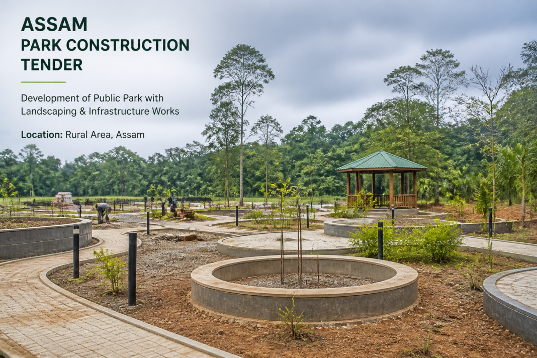 Construction site of Goldong Memorial Park being developed in Bongaon Forest Village Assam