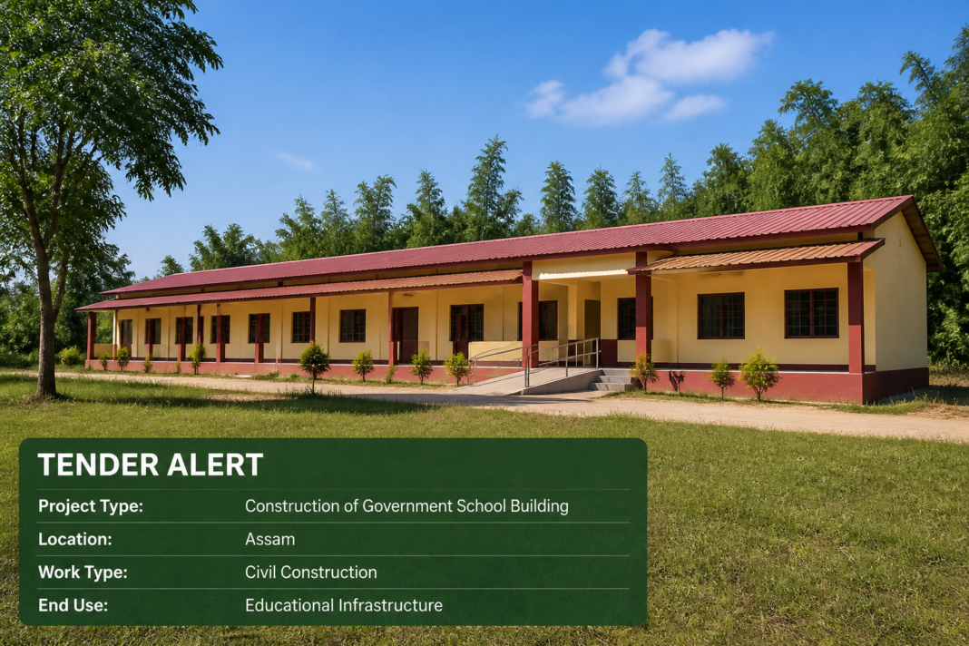 New classroom construction work at a government school in Assam for tender alert