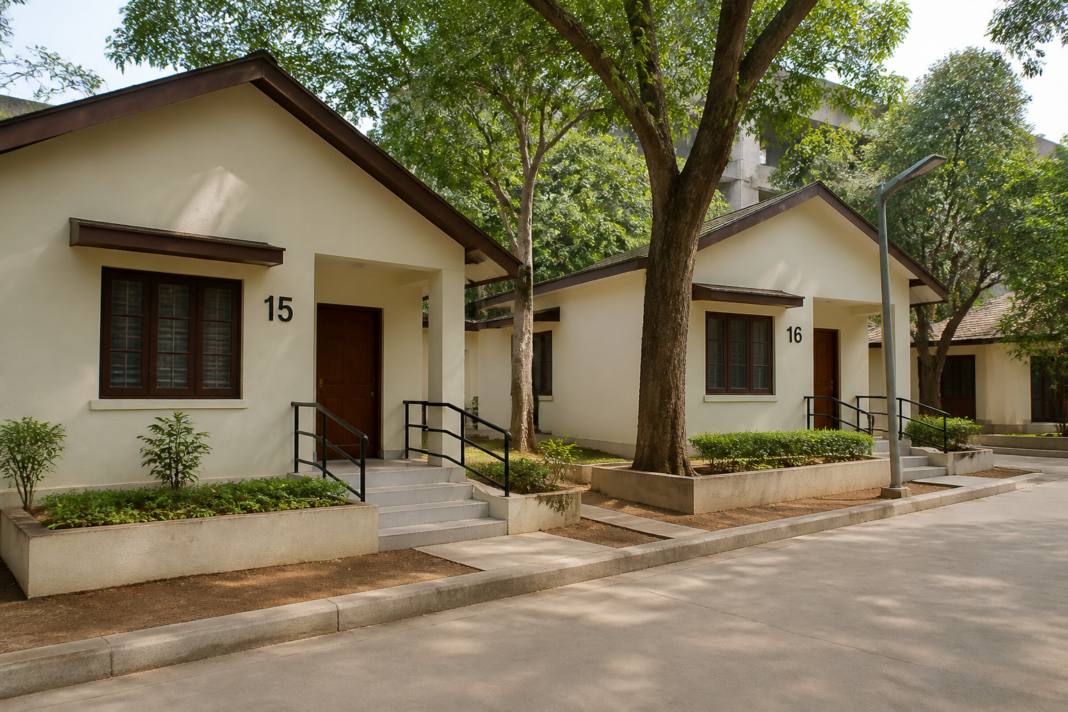 Government cottages 15 and 16 at Nagbhavan premises, Nagpur showing civil works site setup