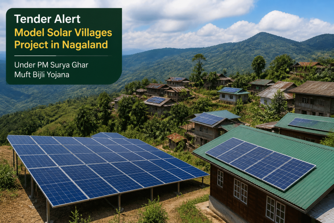Solar panels installed in a rural village in Nagaland representing Model Solar Villages project infrastructure