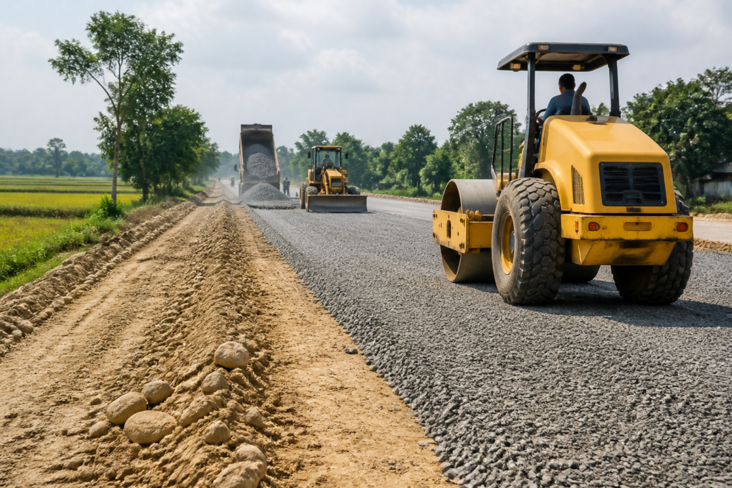 Road construction with sand gravelling from Kuwa Chowk to Tipu Lohar House under Government of Assam's Bodoland Territorial Council tender in Baksa district