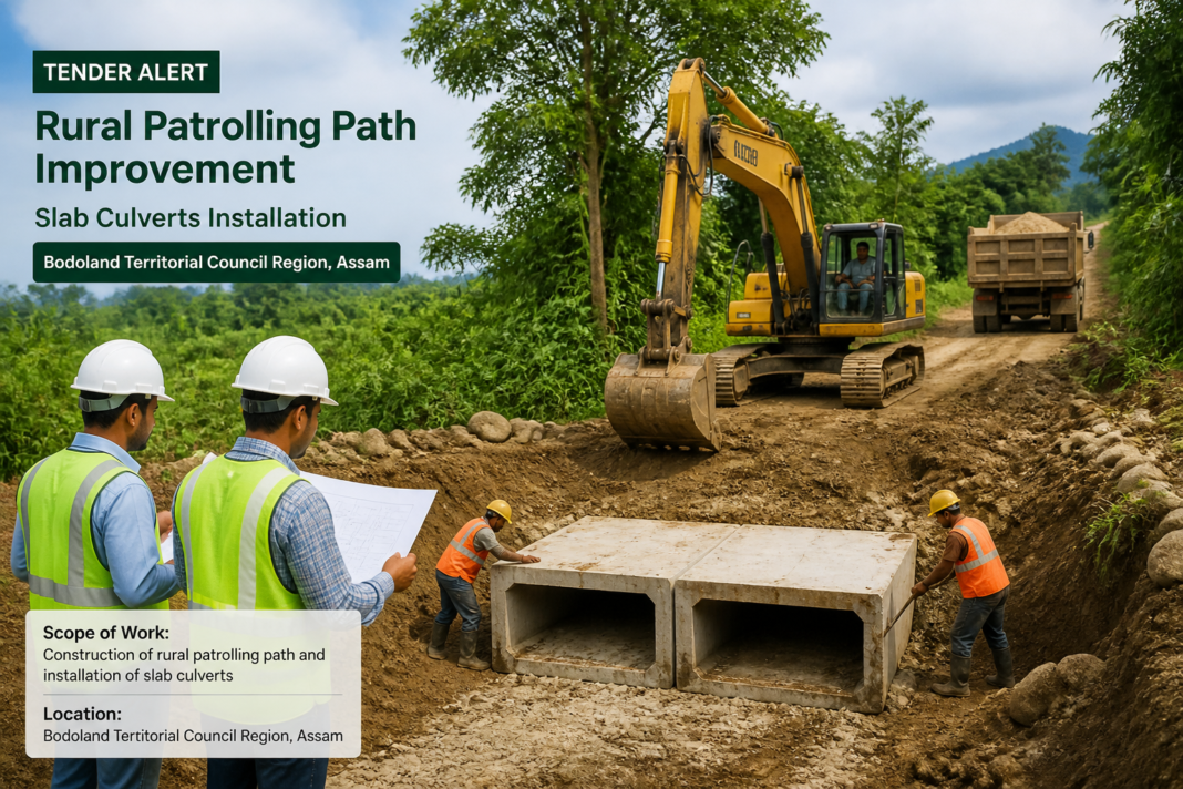 Construction of slab culverts on patrolling path in Baksa district Assam under government tender