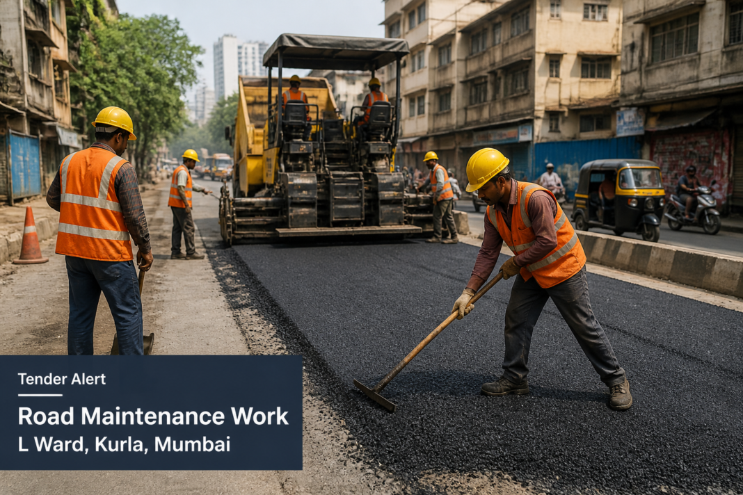Road maintenance work in L Ward Kurla, Mumbai by Municipal Corporation of Greater Mumbai